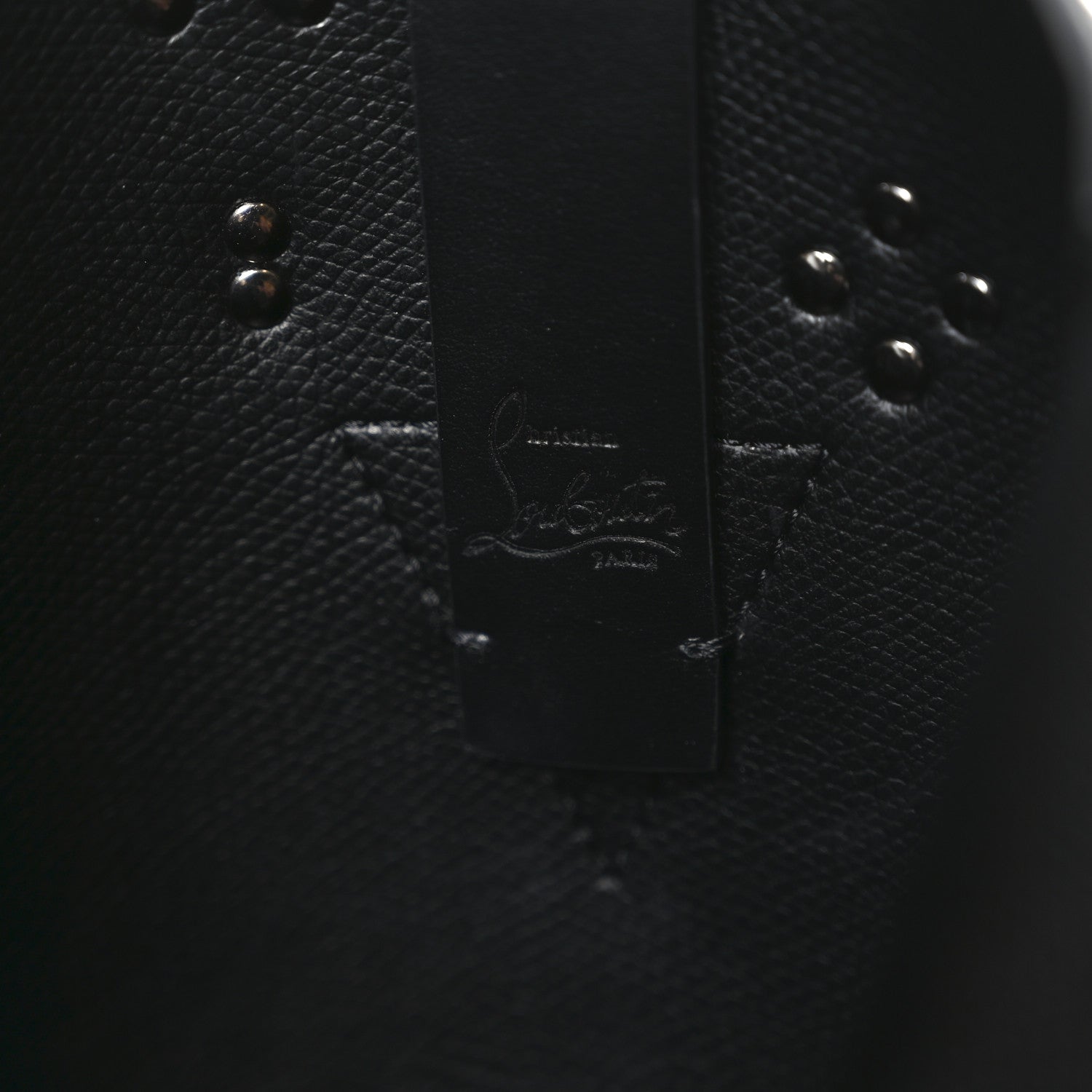 Calfskin Empire Spike Studded Mini Cabachic Bucket Bag Black