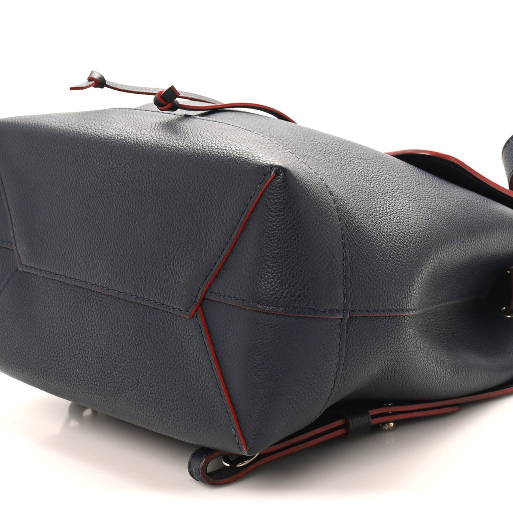 Soft Calfskin Lockme Backpack Marine Rouge