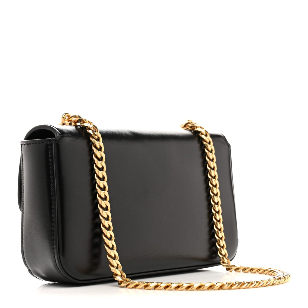 Shiny Calfskin Triomphe Chain Shoulder Bag Black