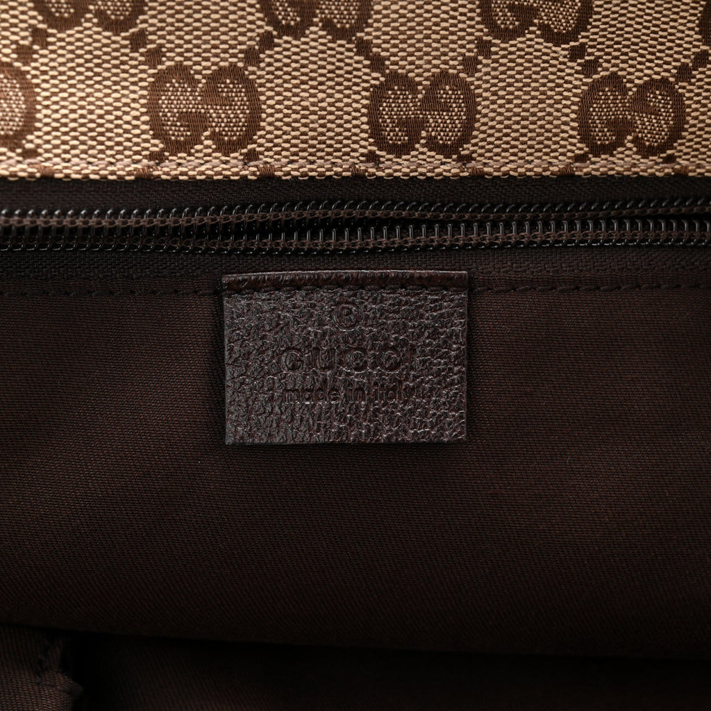 GG Monogram Large Web Handle Bucket Tote Dark Brown