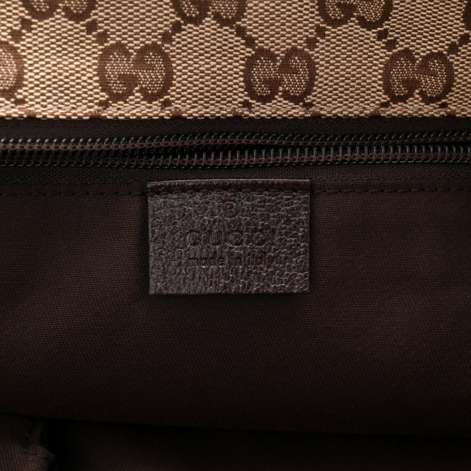 GG Monogram Large Web Handle Bucket Tote Dark Brown