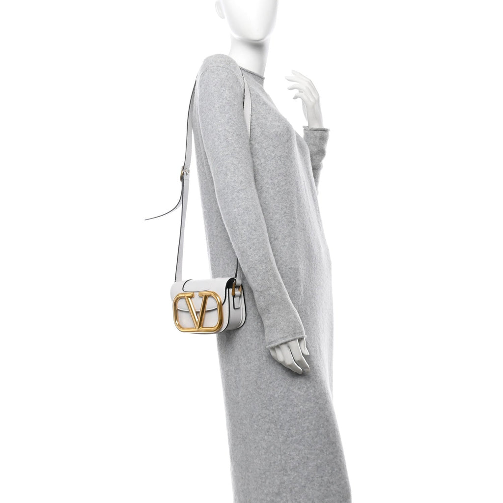 Calfskin Small Supervee Crossbody Bag Optic White