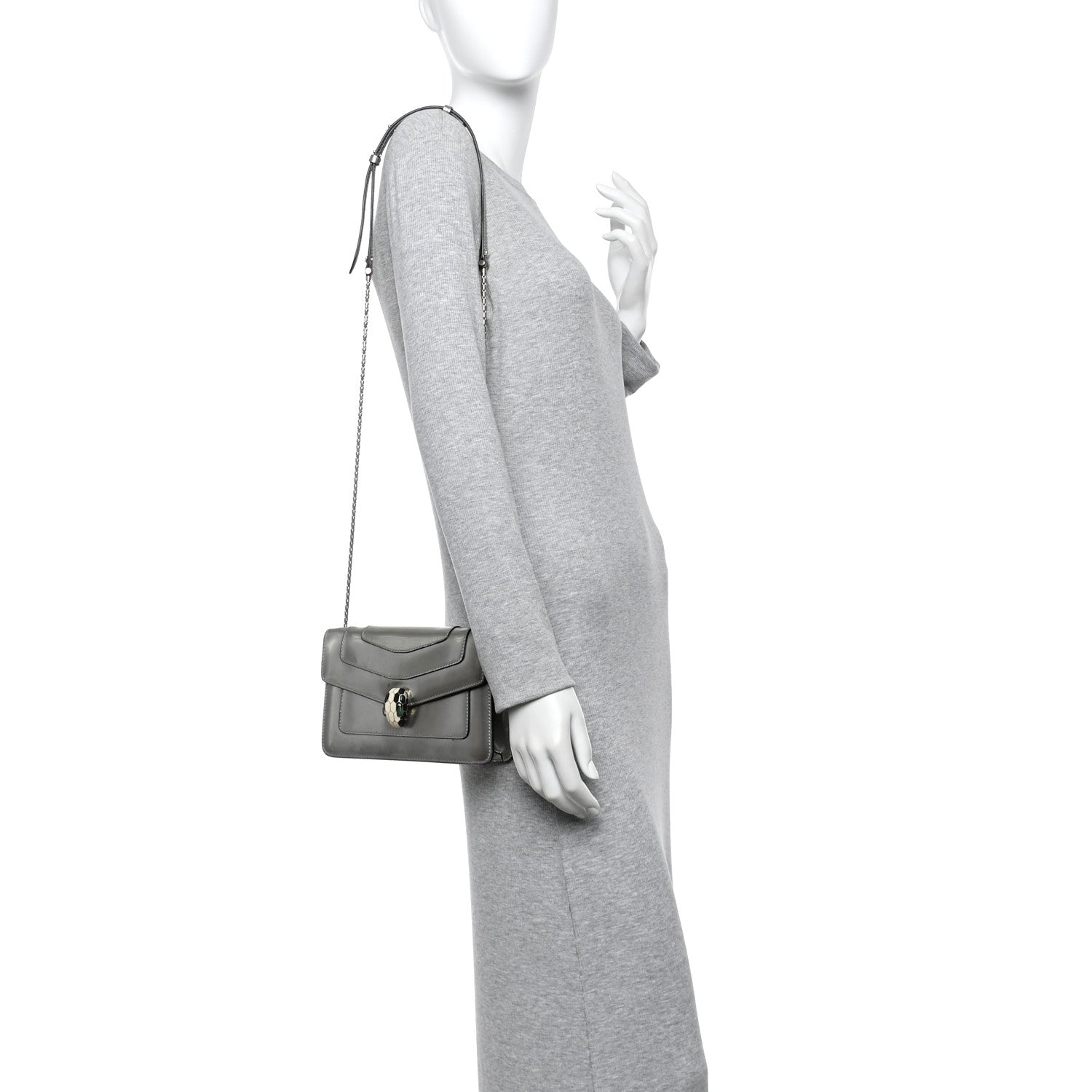 Metallic Calfskin Serpenti Forever Small Shoulder Bag Silver
