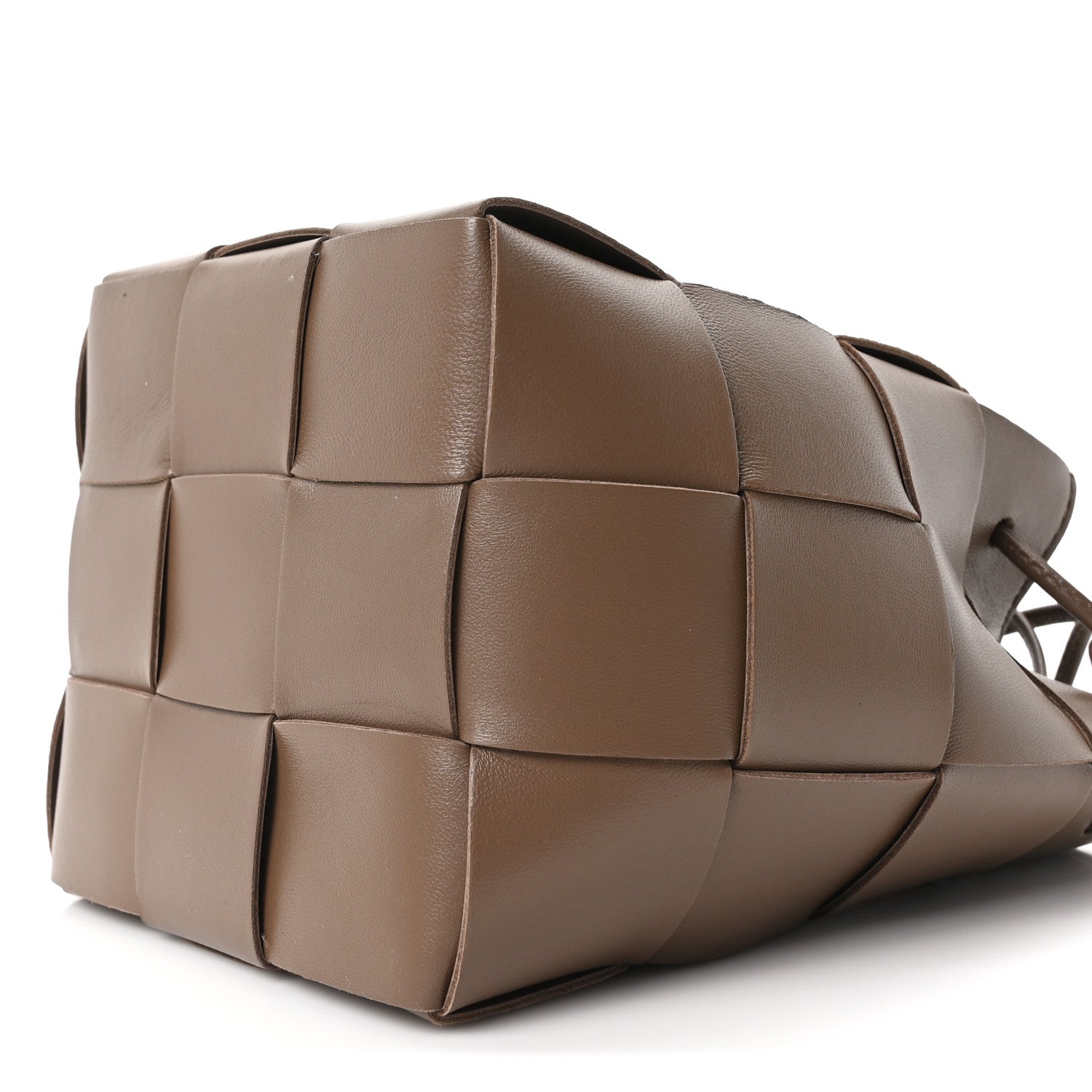 Nappa Maxi Intrecciato Small Cassette Bucket Bag Dark Taupe