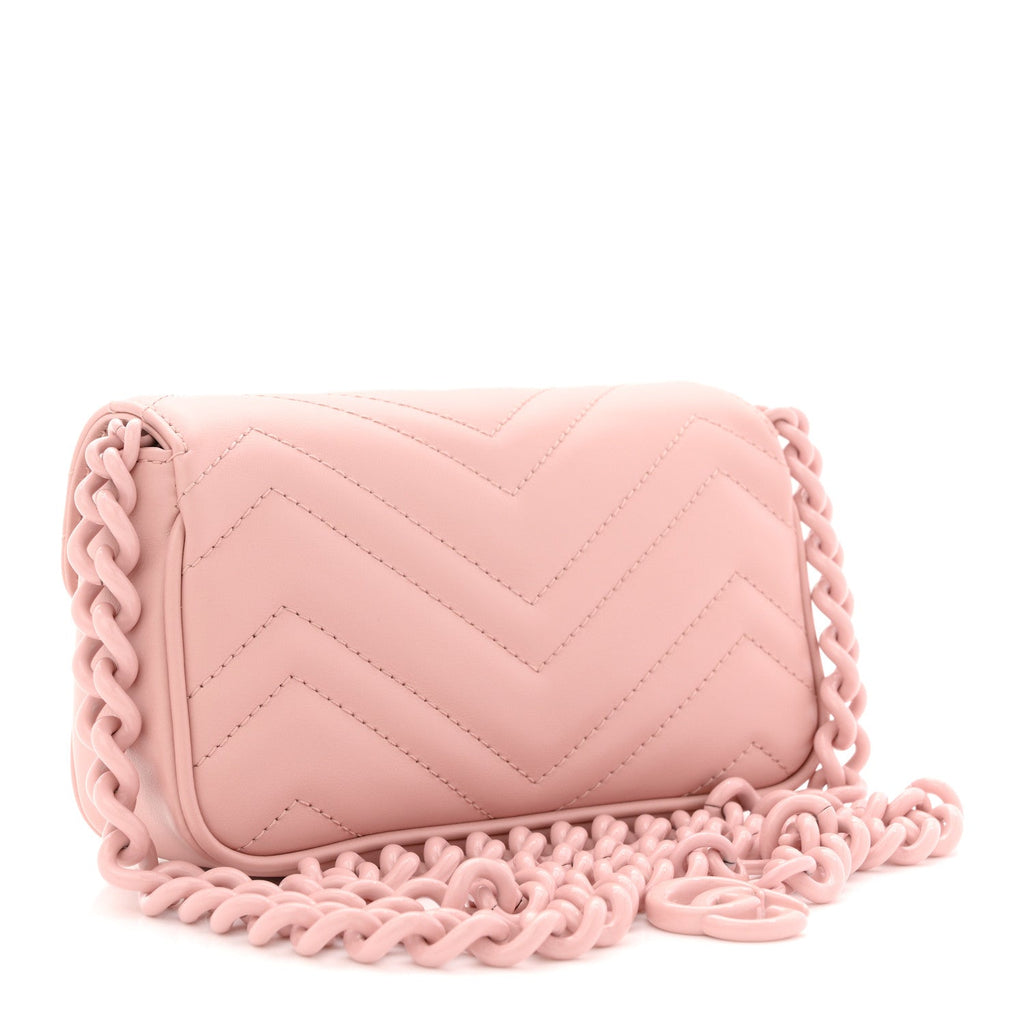Calfskin Matelasse Monochrome GG Marmont Chain Belt Bag Perfect Pink