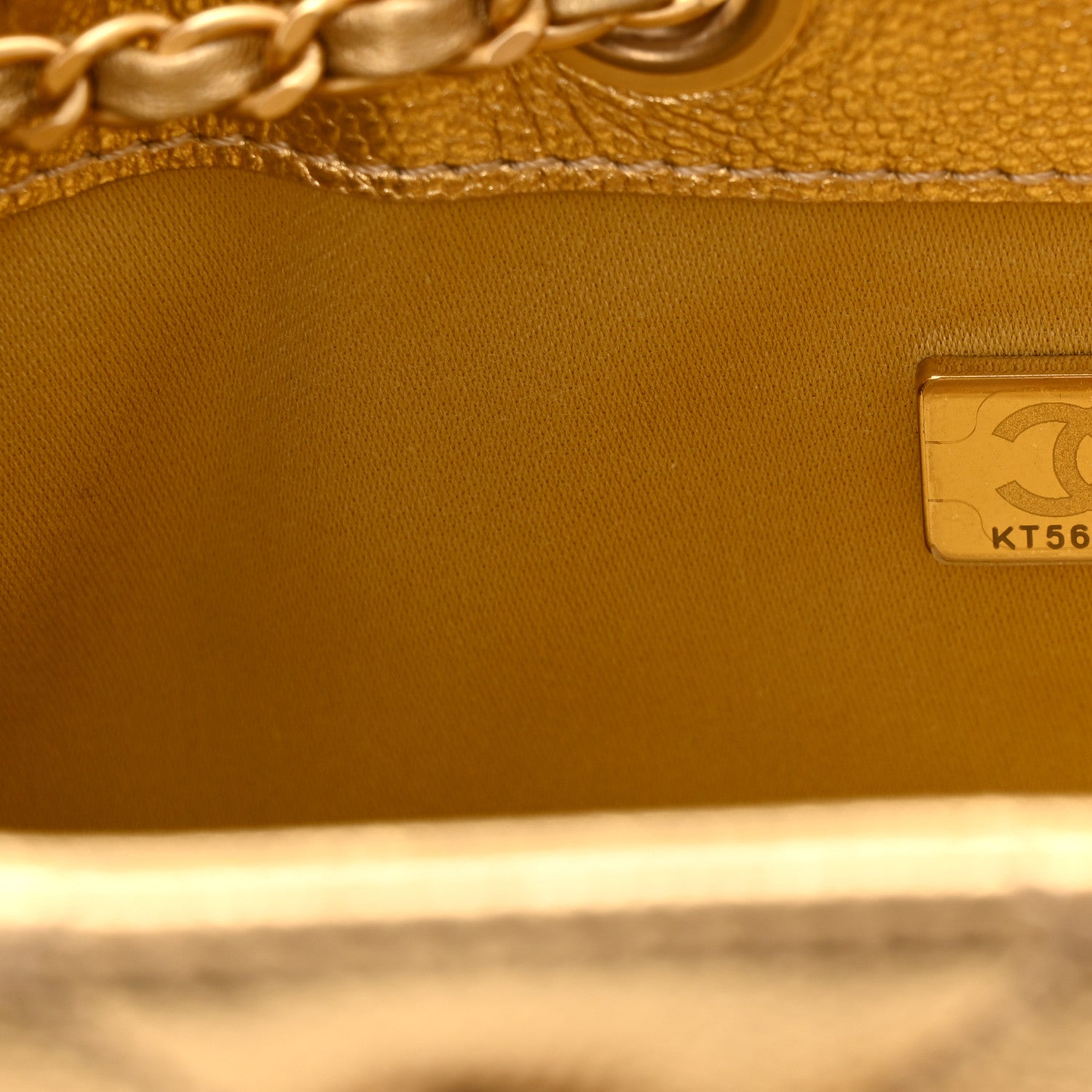 Metallic Caviar Quilted Mini Chanel 25 Handbag Gold