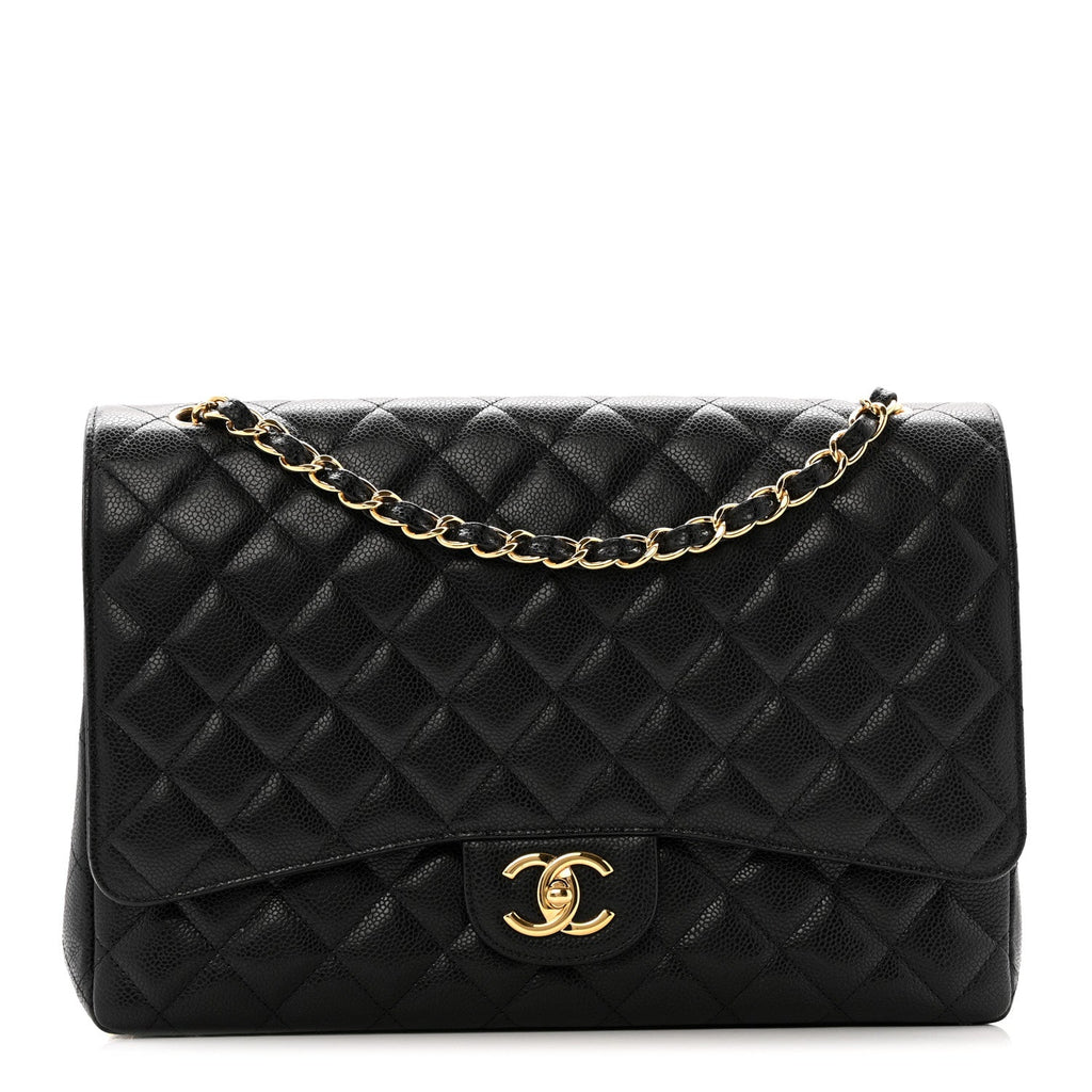 Caviar Quilted Maxi Double Flap Black
