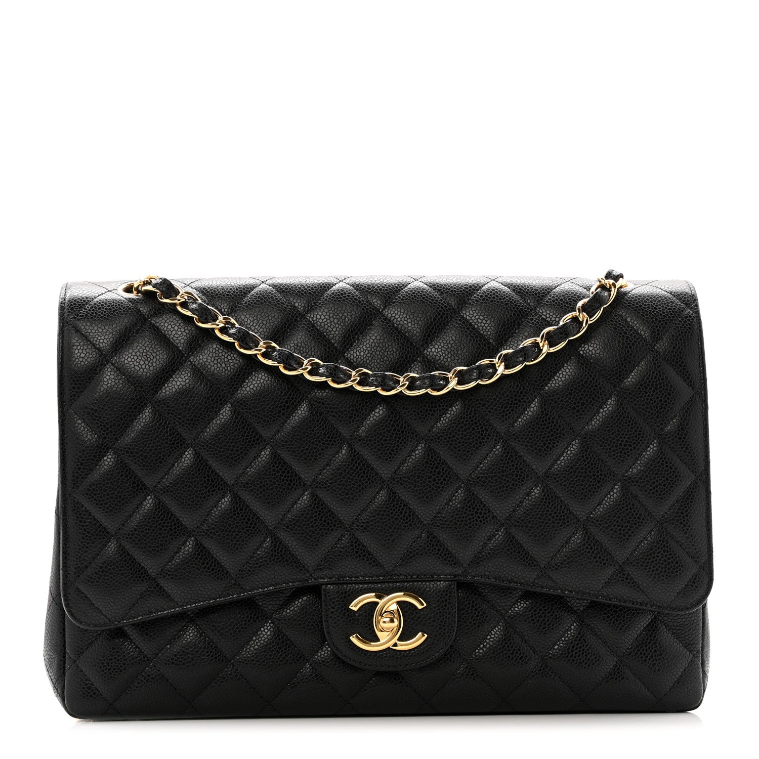 Caviar Quilted Maxi Double Flap Black