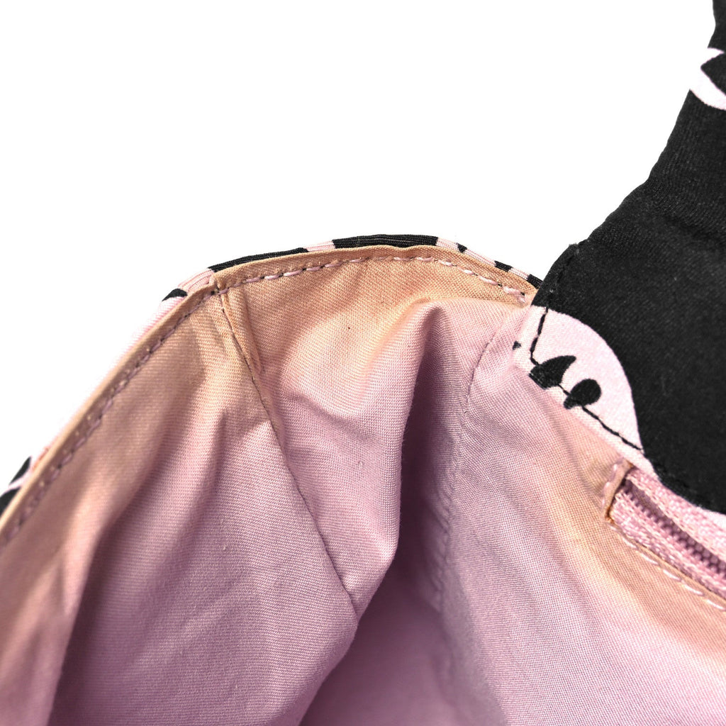 Printed Fabric East West Flap Black Pink