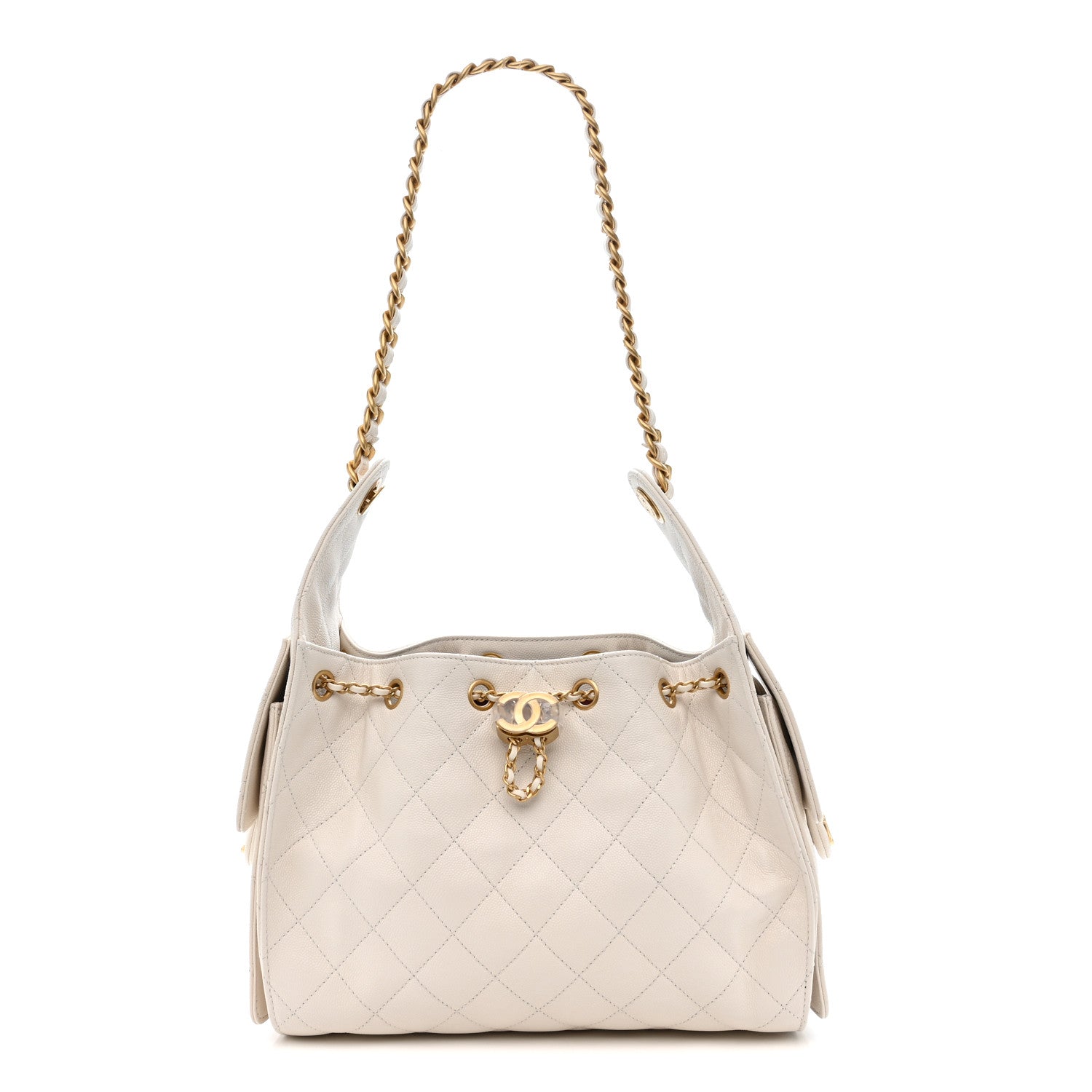 Caviar Quilted Small Chanel 25 Handbag White