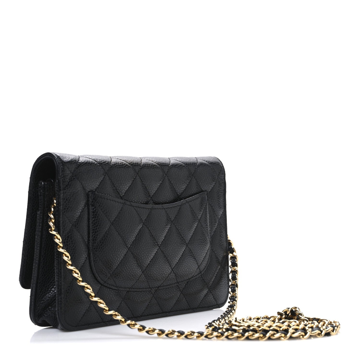 Caviar Quilted Wallet on Chain WOC Black