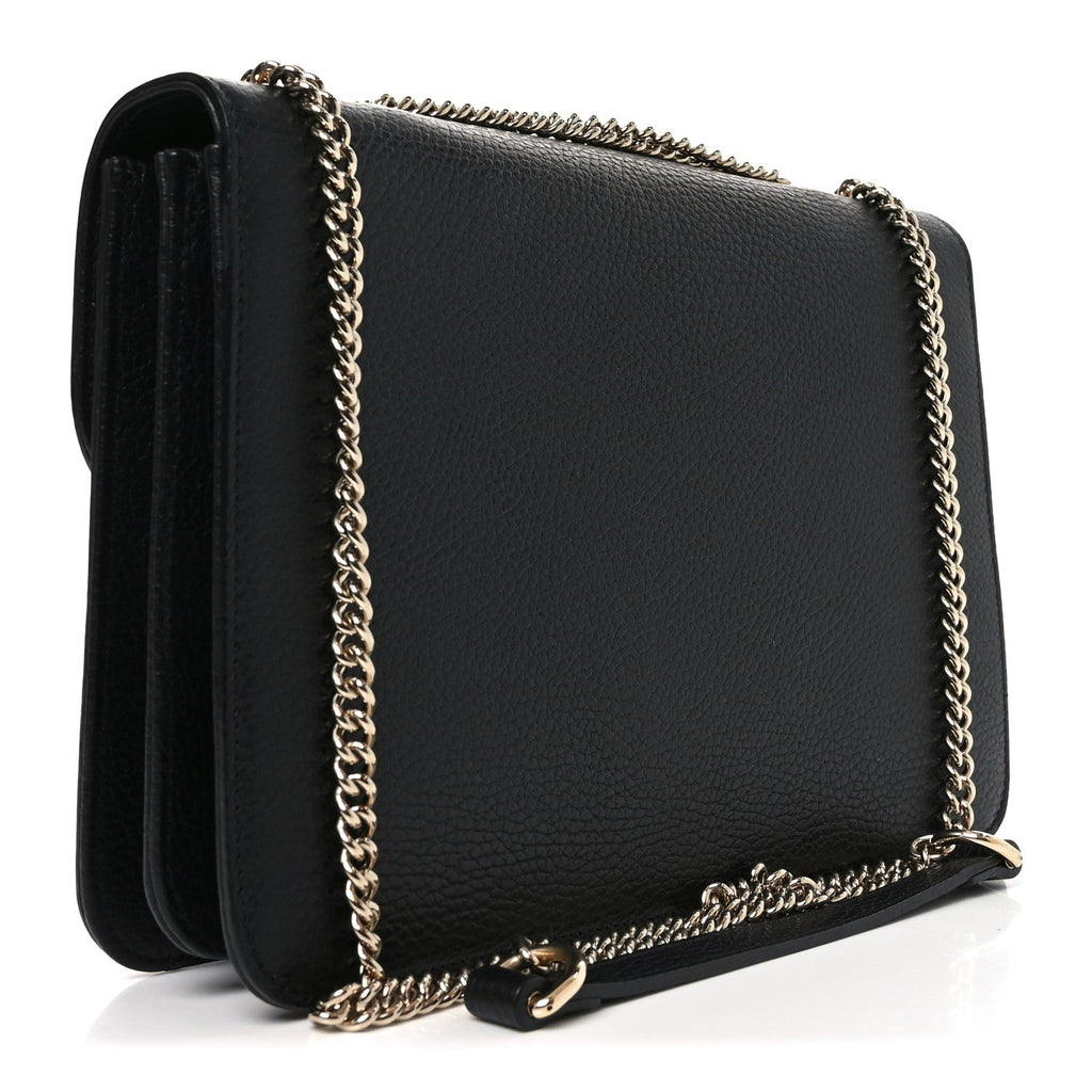 Dollar Calfskin Interlocking G Shoulder Bag Black