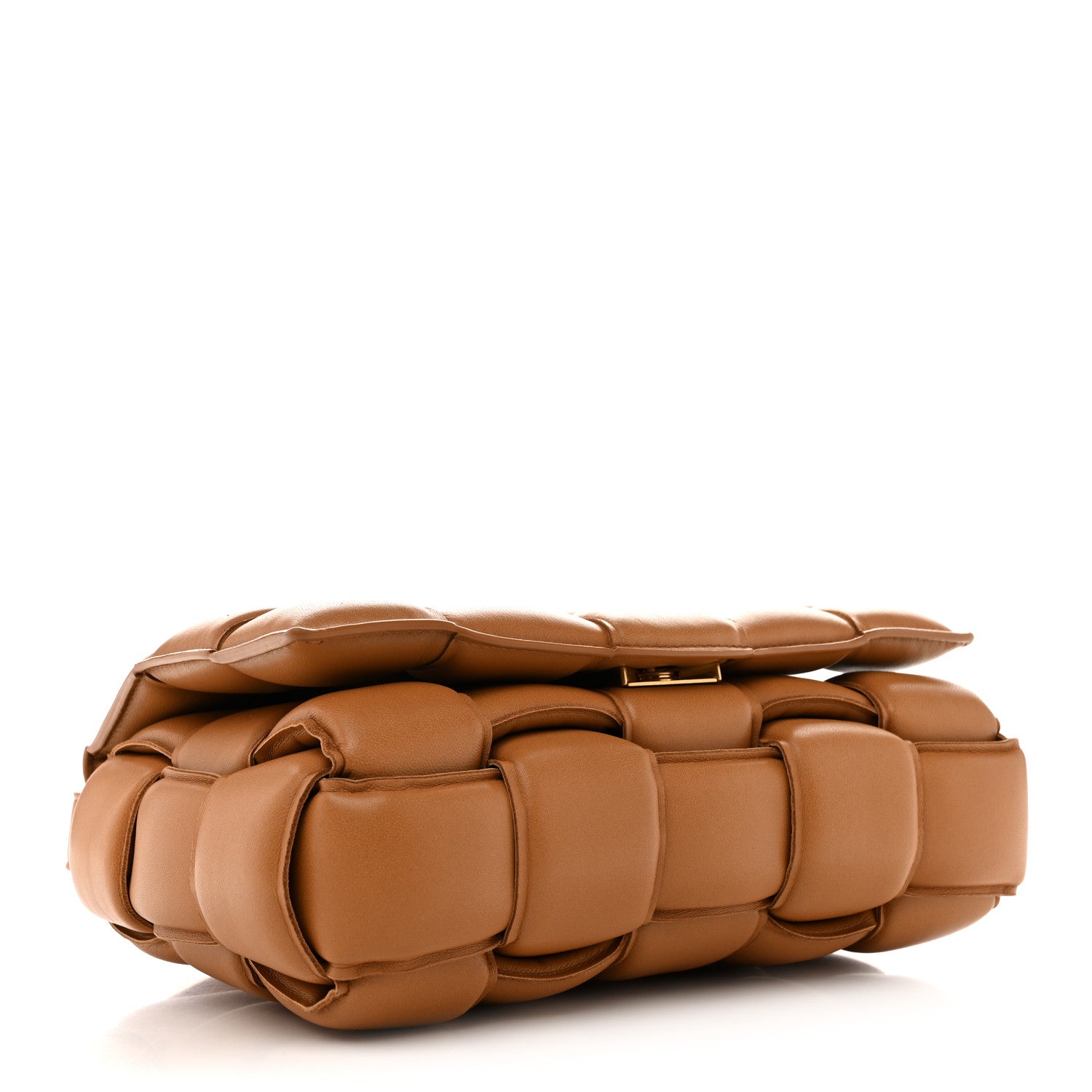 Nappa Maxi Intreccio Padded Cassette Crossbody Bag Caramel