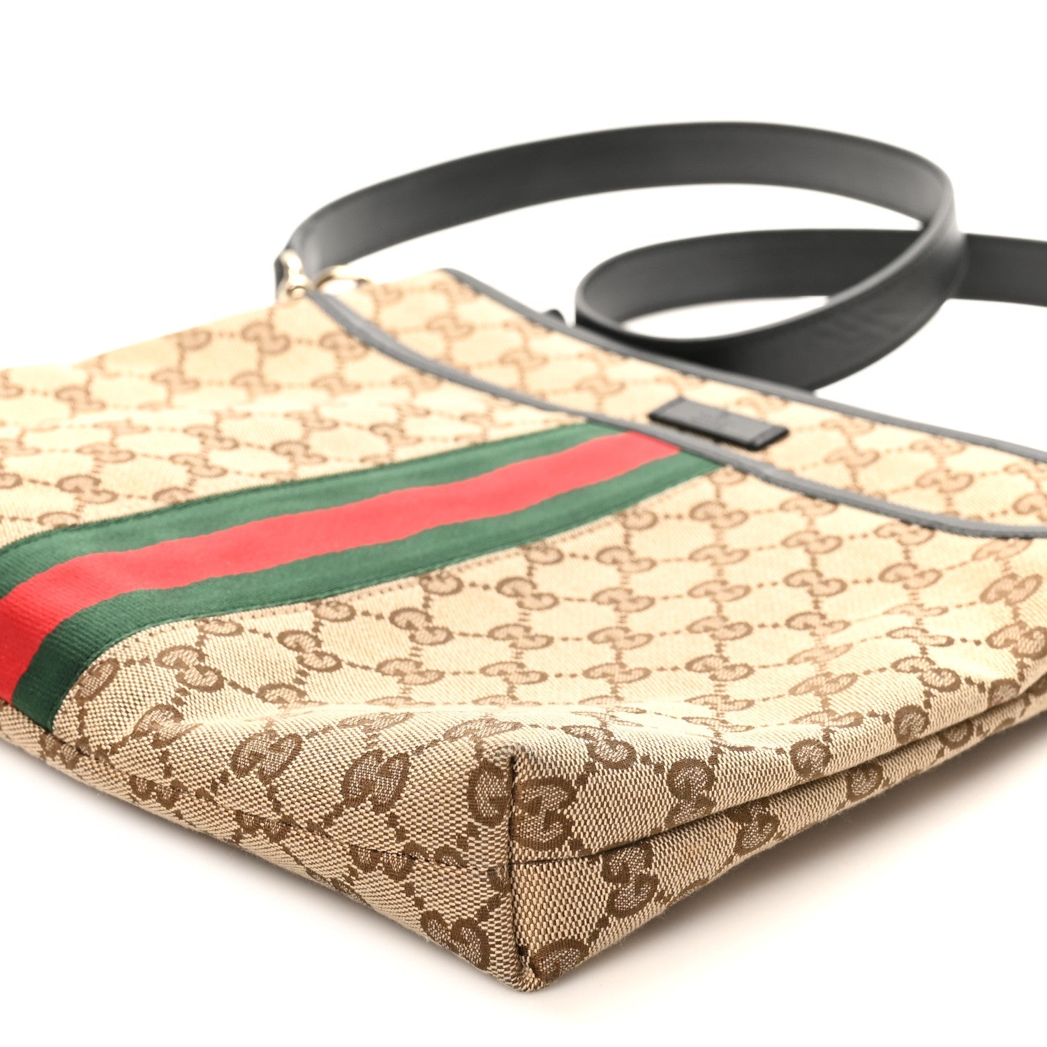 GG Monogram Web Flat Messenger Bag Black