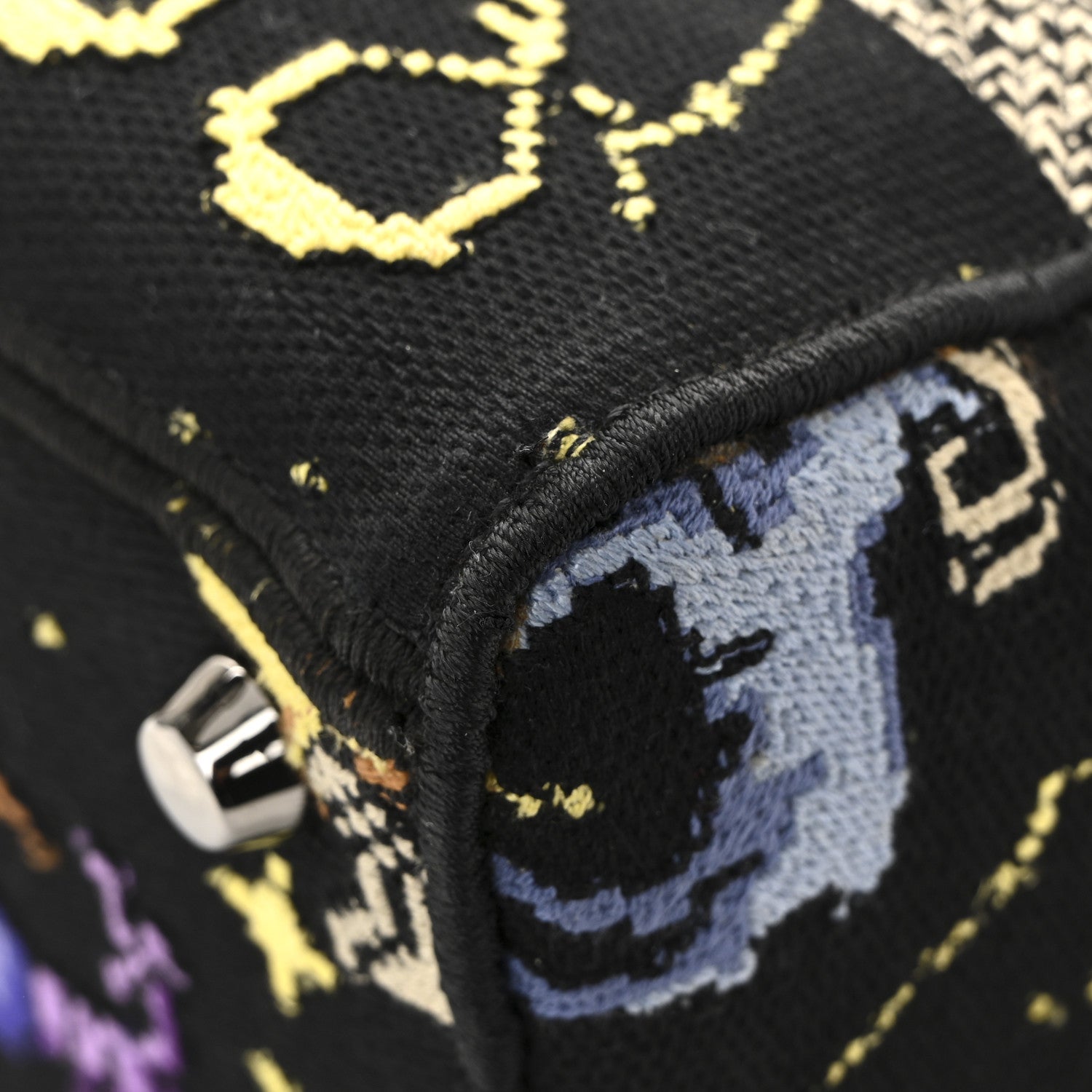 Canvas Pixel Zodiac Embroidered Medium Lady D-Lite Nero Multicolor
