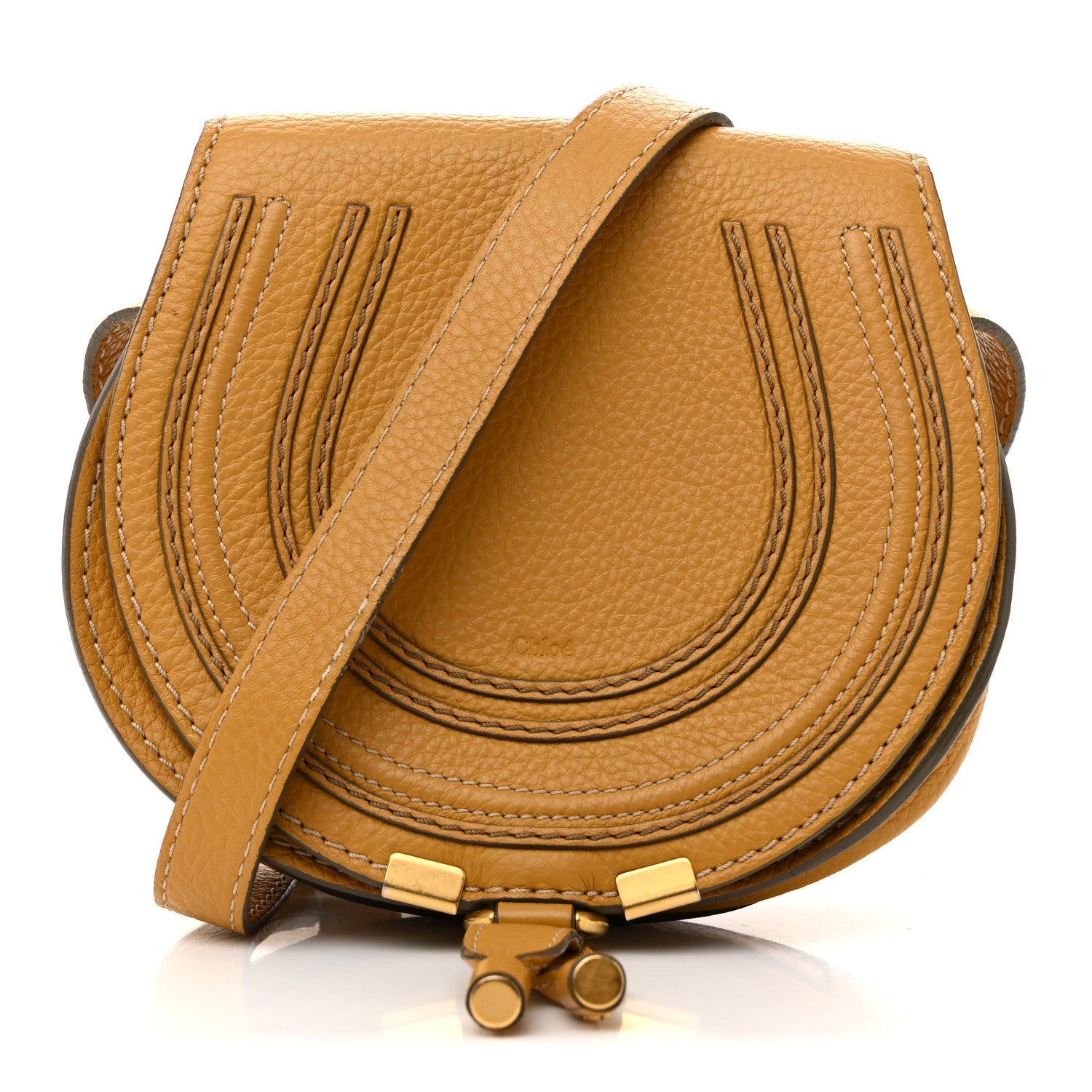 Calfskin Mini Marcie Round Crossbody Bag Dusty Yellow