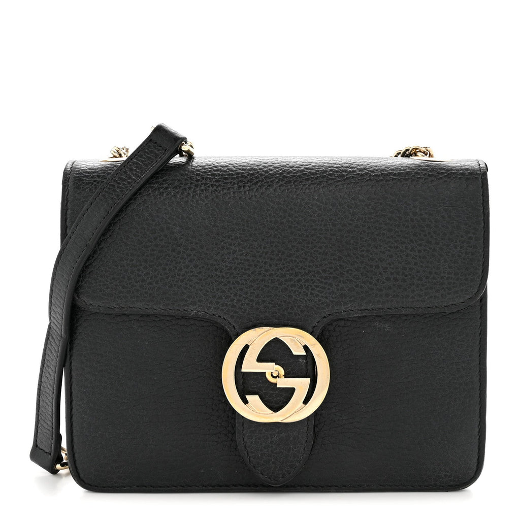 Dollar Calfskin Small Interlocking G Shoulder Bag Black