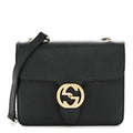 Dollar Calfskin Small Interlocking G Shoulder Bag Black