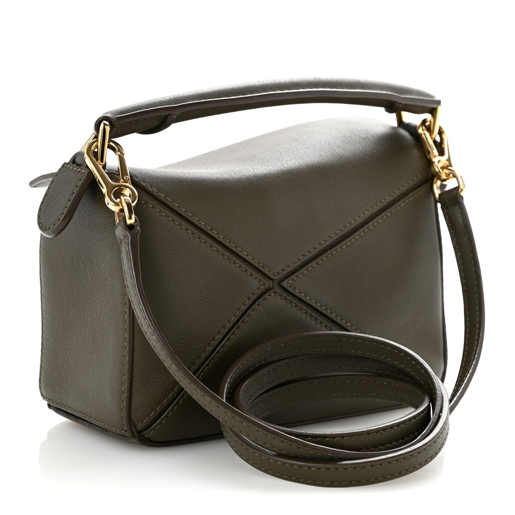 Calfskin Mini Puzzle Bag Khaki Green