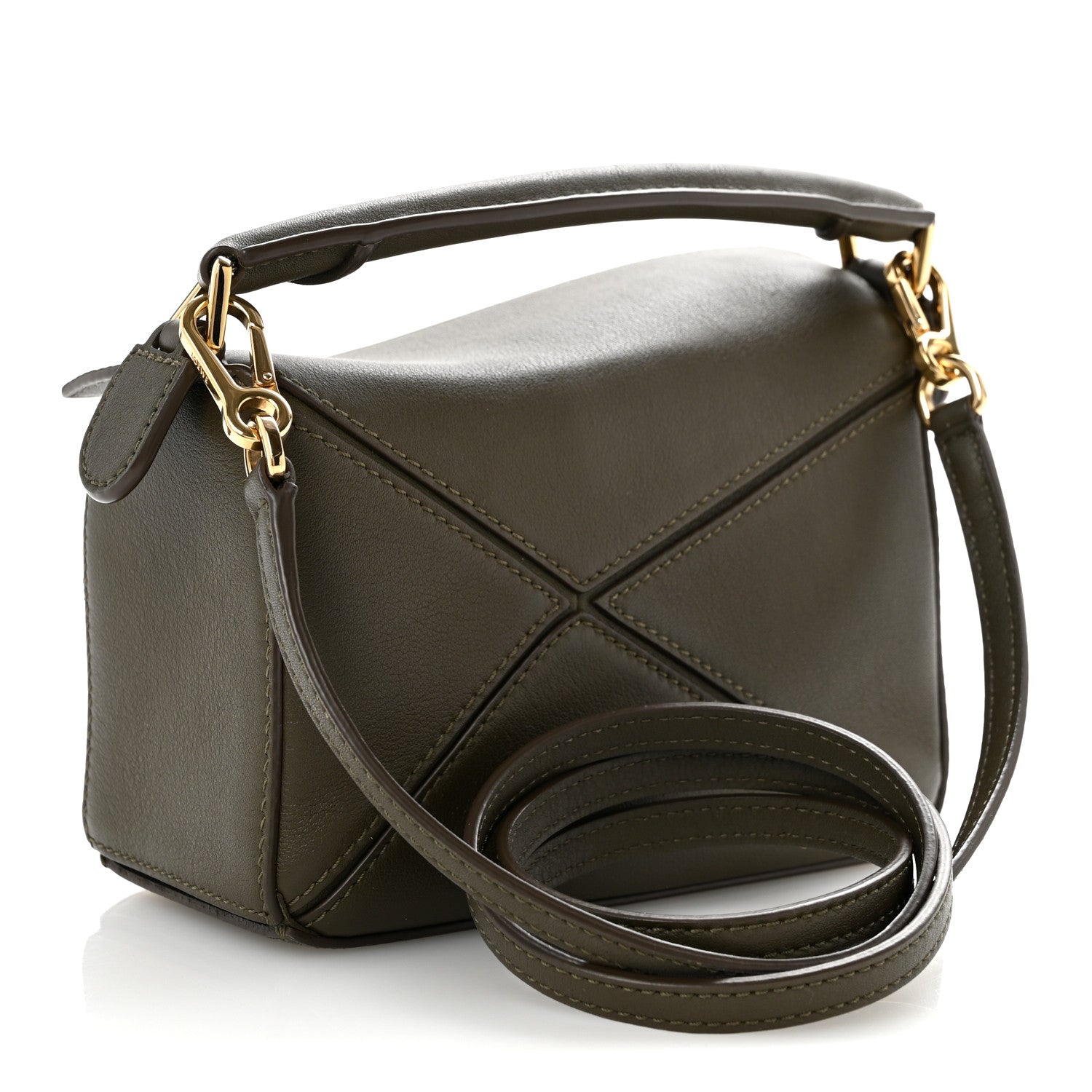 Calfskin Mini Puzzle Bag Khaki Green