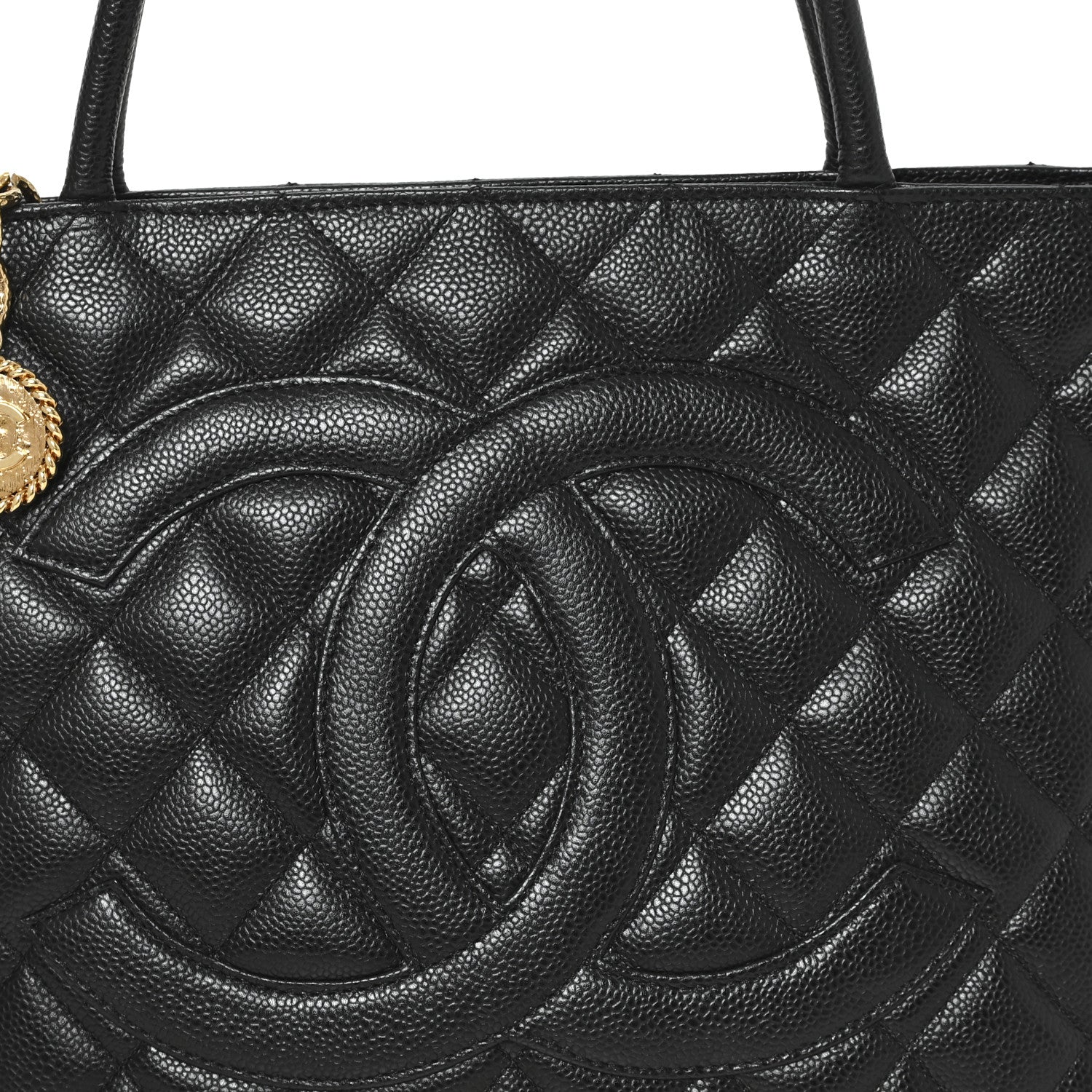 Caviar Quilted Medallion Tote Black
