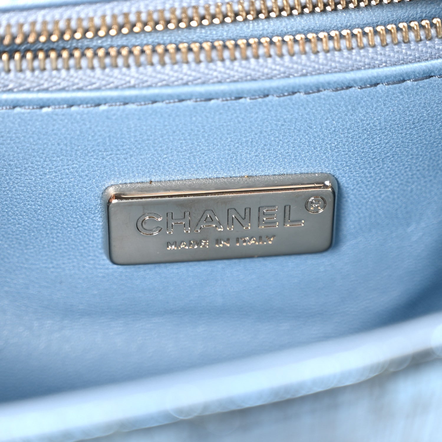 Metallic Snakeskin CC Flap Bag Blue