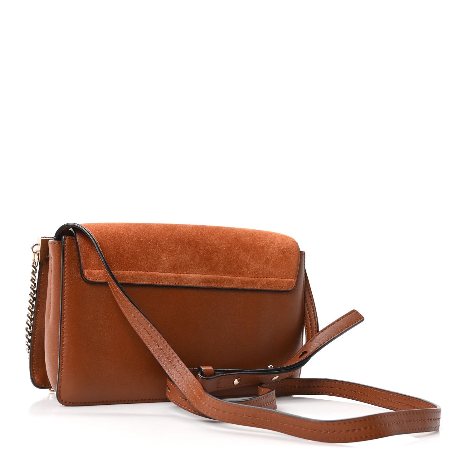 Suede Calfskin Small Faye Shoulder Bag Tobacco