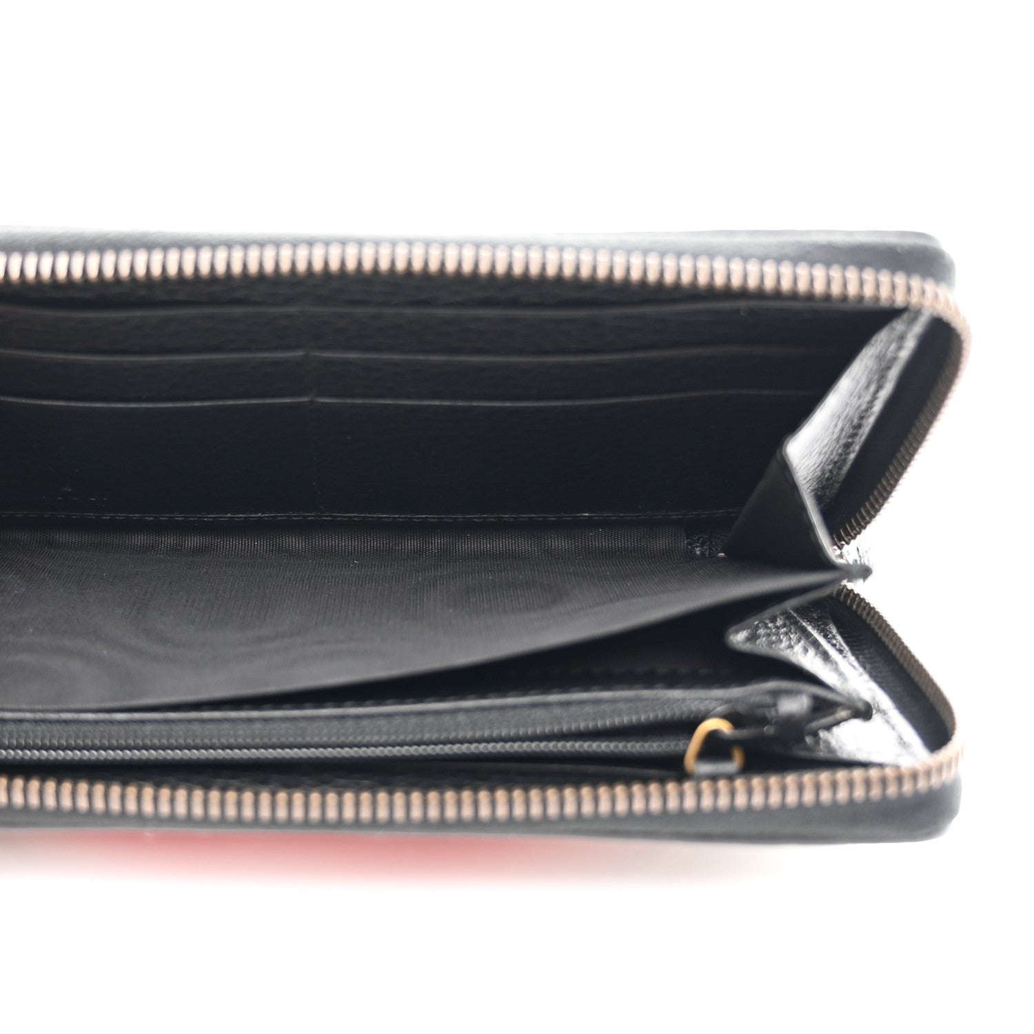 Pebbled Calfskin Blind For Love Zip Around Wallet Black
