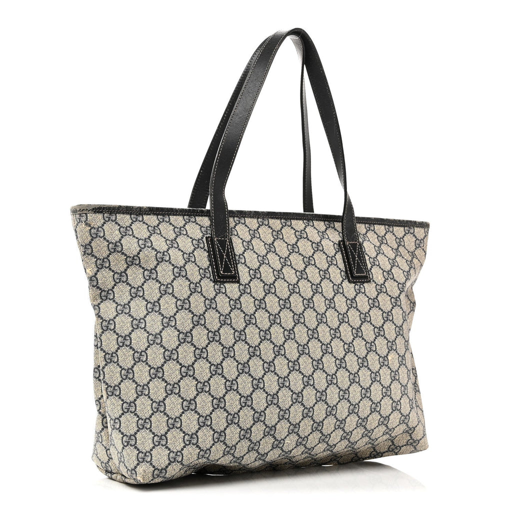 GG Supreme Monogram Medium Zippered Shopping Tote Navy