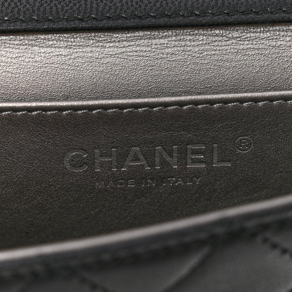 Lambskin Quilted Chic Pearls Flap Black