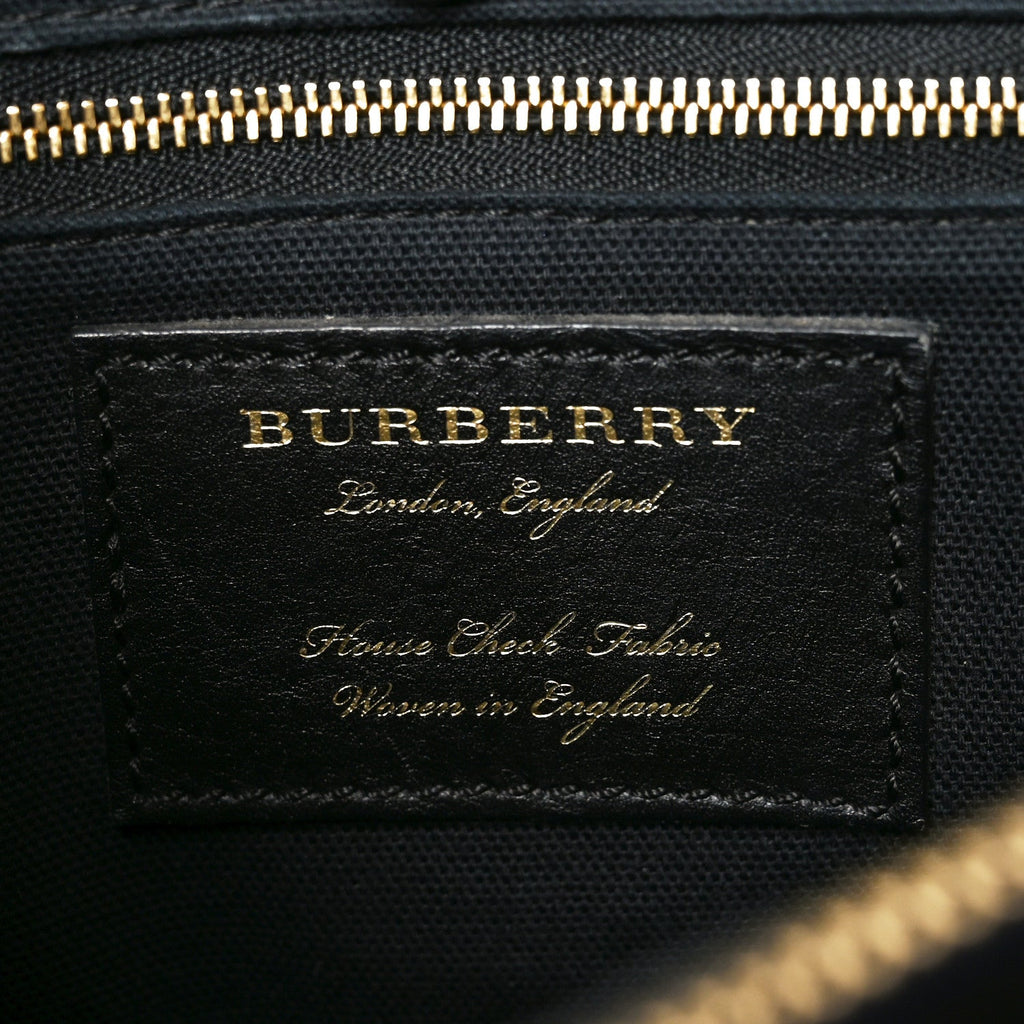 Derby Calfskin House Check Medium Banner Tote Ink Blue