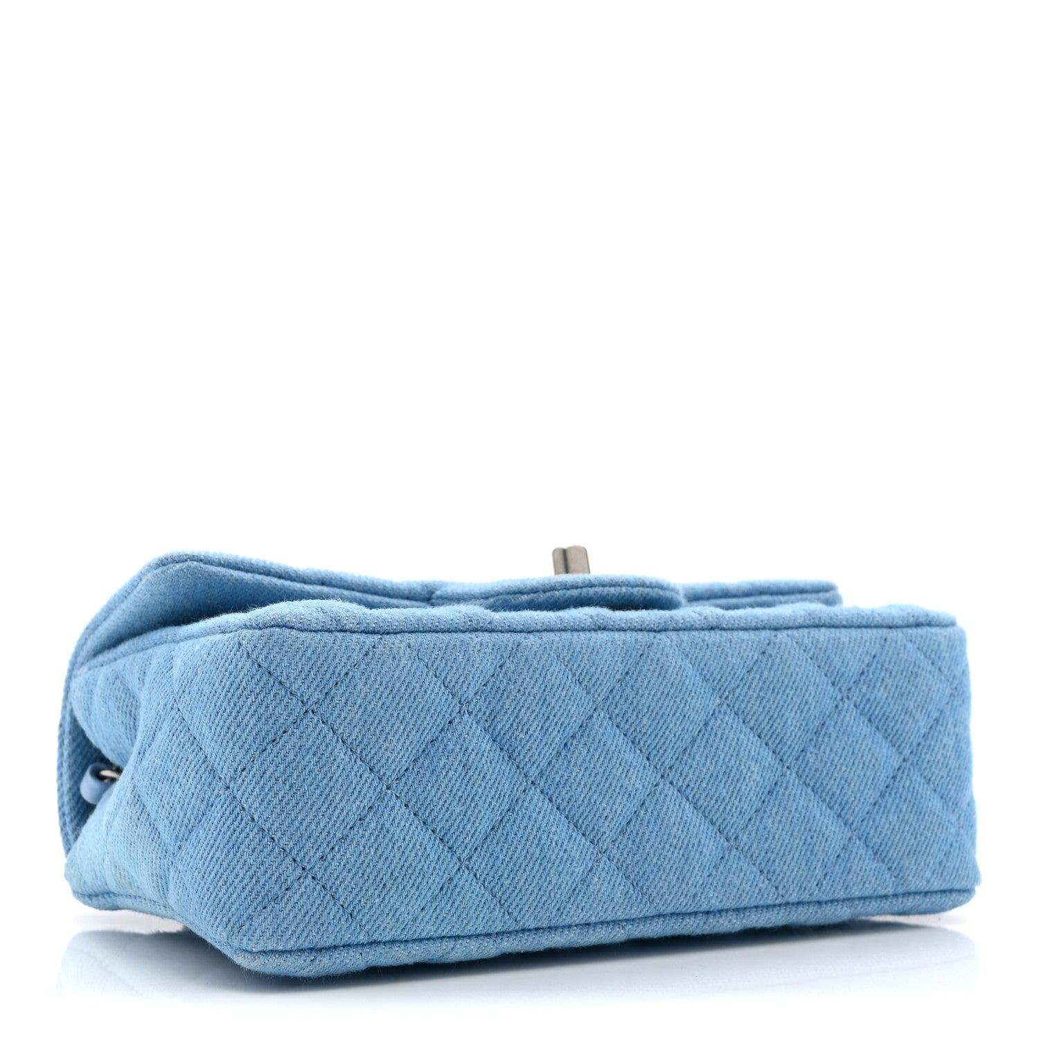 Denim Quilted Mini Rectangular Flap Blue