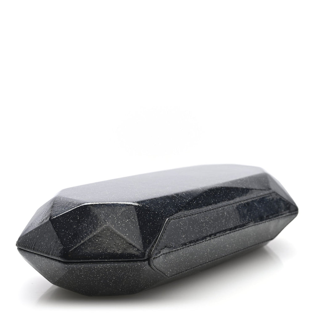 Glitter Vinyl Crystal Clutch Black