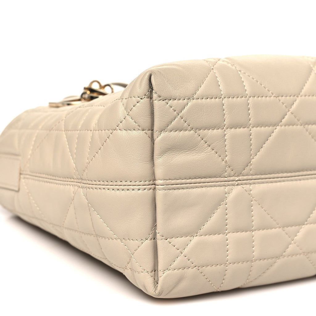 Calfskin Macrocannage Small Toujours Vertical Tote Powder Beige