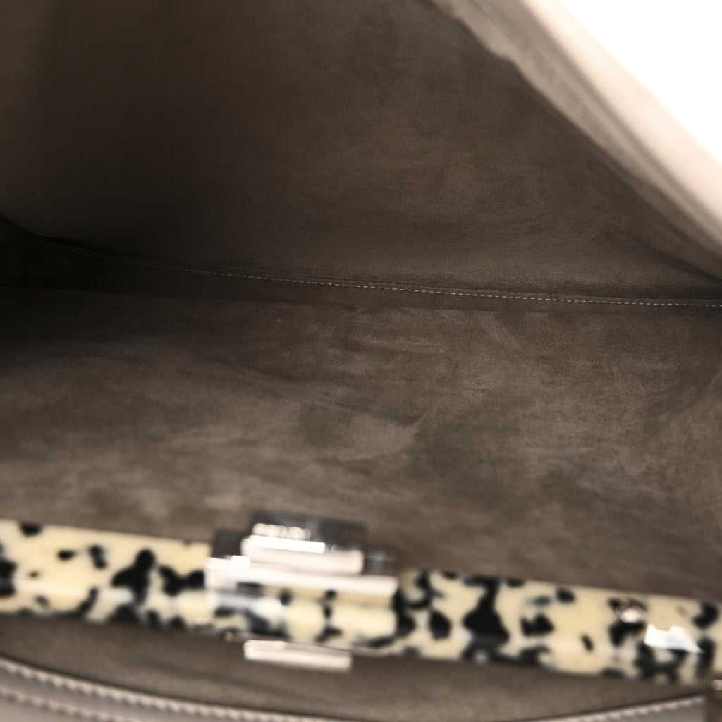 Vitello Seta Plexiglass Granite Large Peekaboo Iconic Satchel Polvere