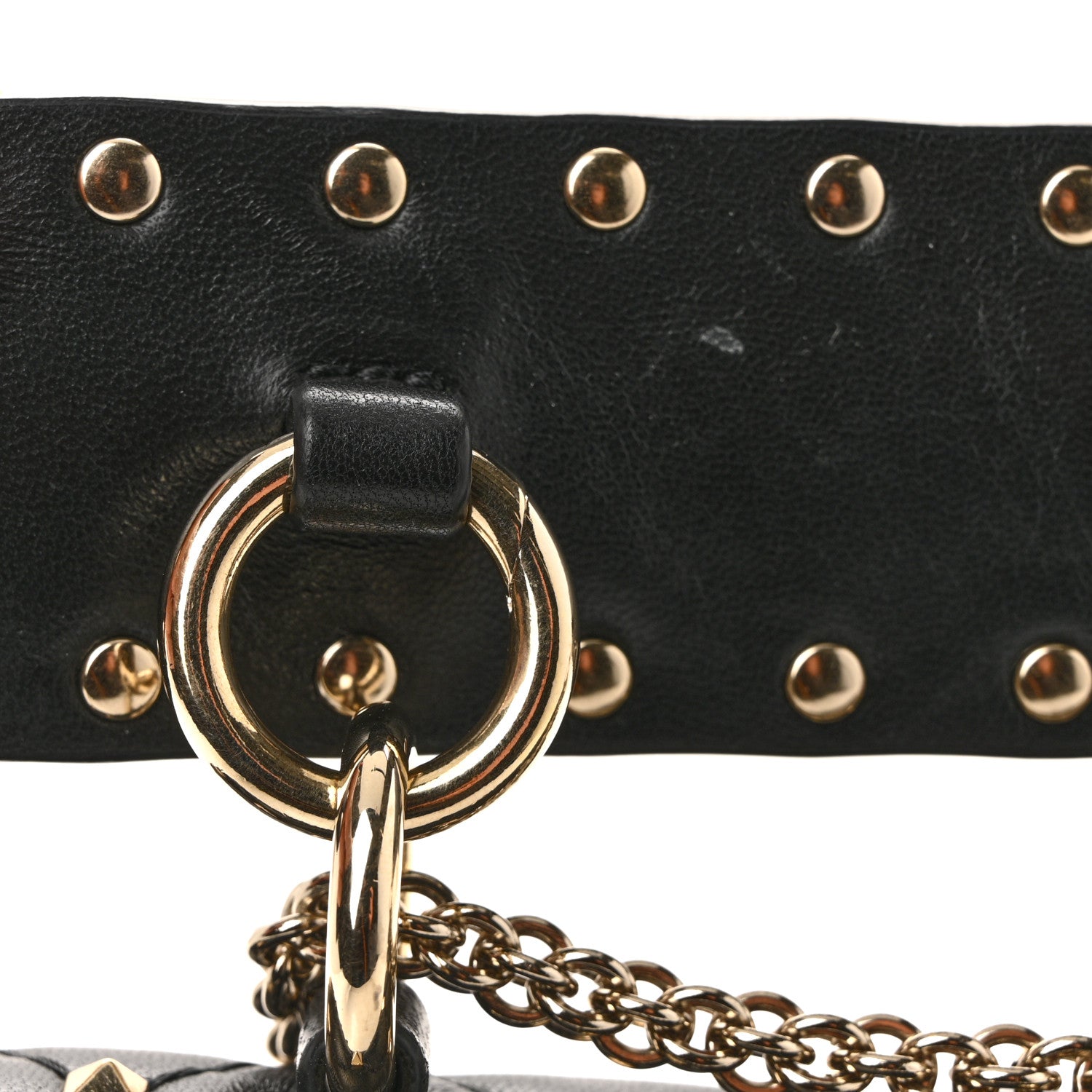 Nappa Small Rockstud Spike Shoulder Bag Black