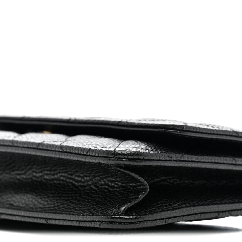 Caviar Quilted Wallet on Chain WOC Black