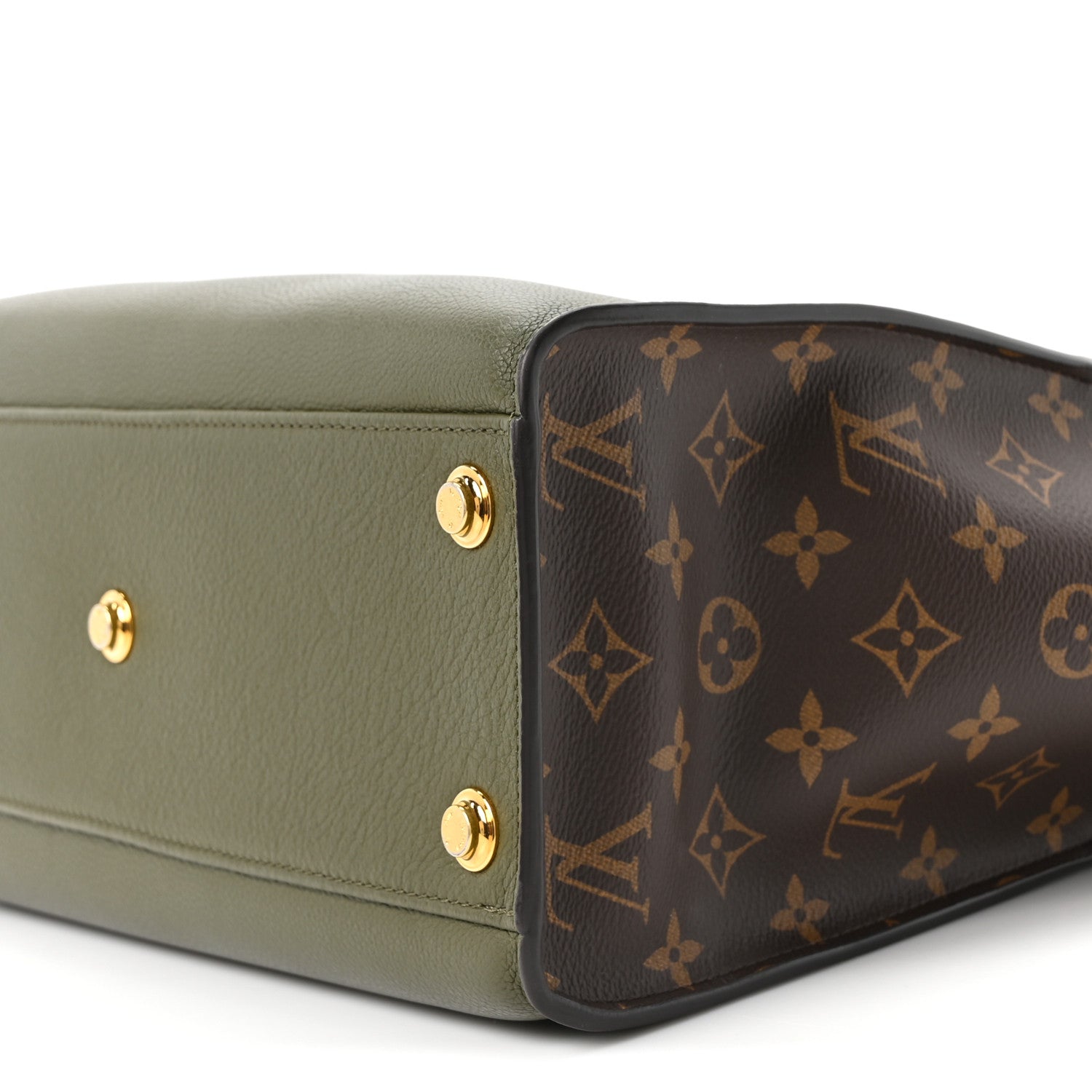 Calfskin Monogram On My Side MM Laurier Green Toffee Latte Beige