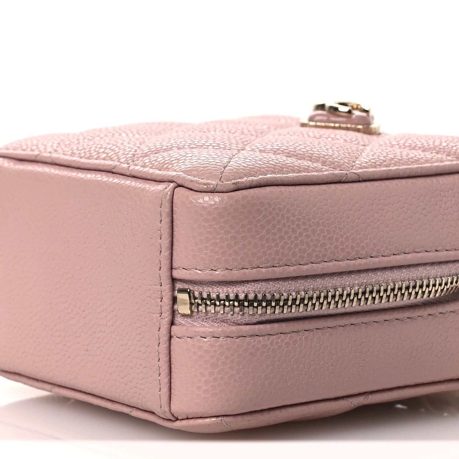 Caviar Quilted Clutch with Chain Light Pink