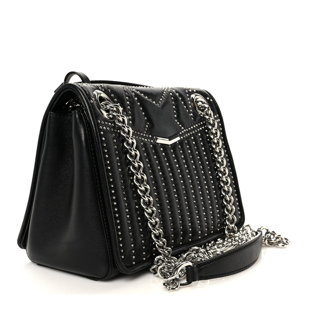 Nappa Star Quilted Studded Small Helia Shoulder Bag Black
