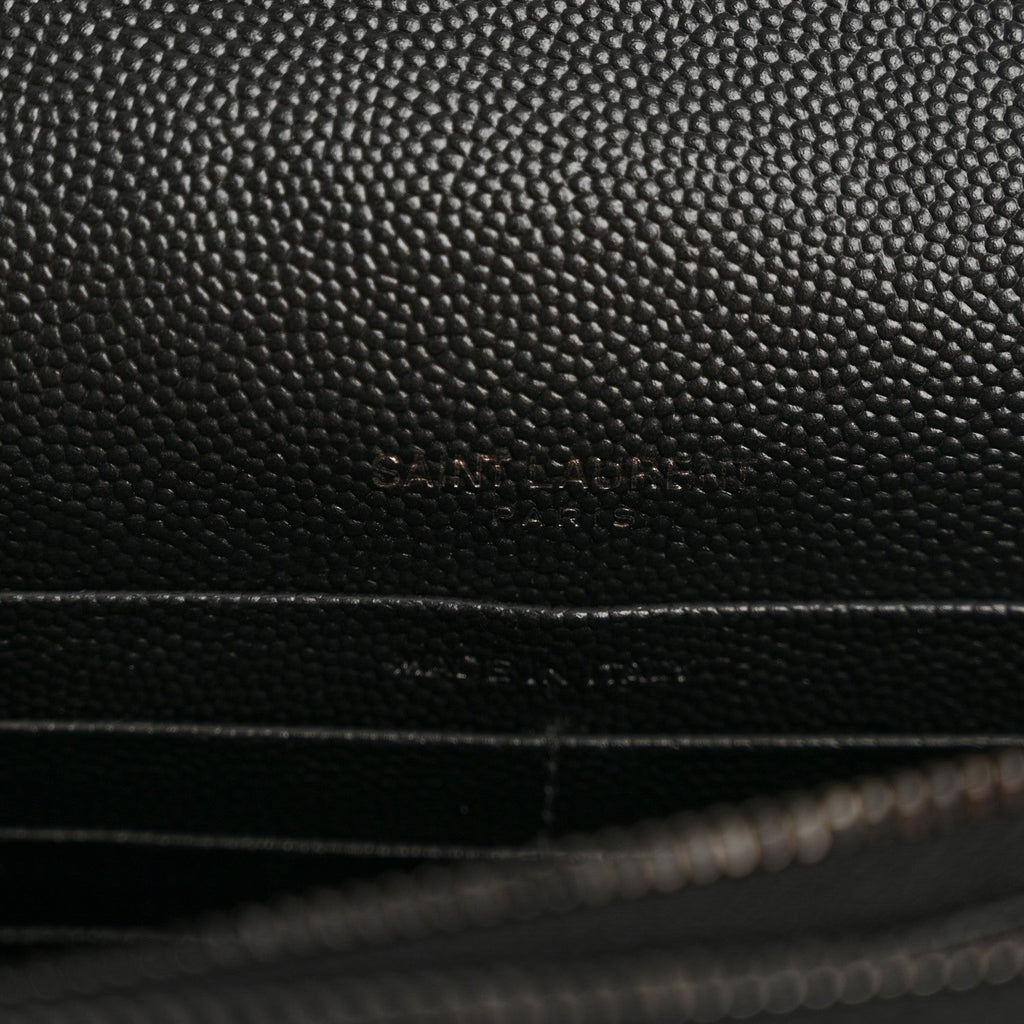Grain De Poudre Matelasse Chevron Monogram Monochrome Envelope Chain Wallet Black