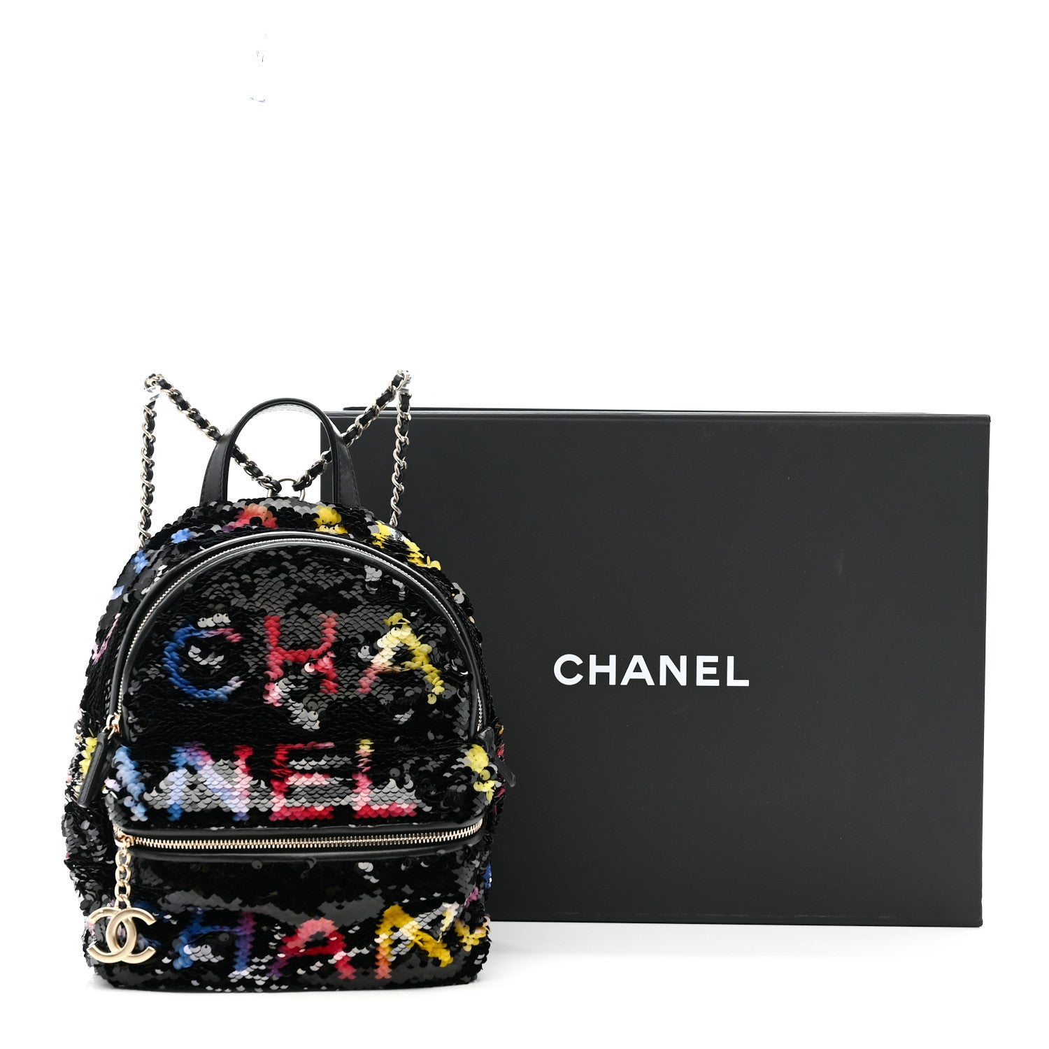 Sequin Lambskin CC Backpack Black Red Blue Yellow
