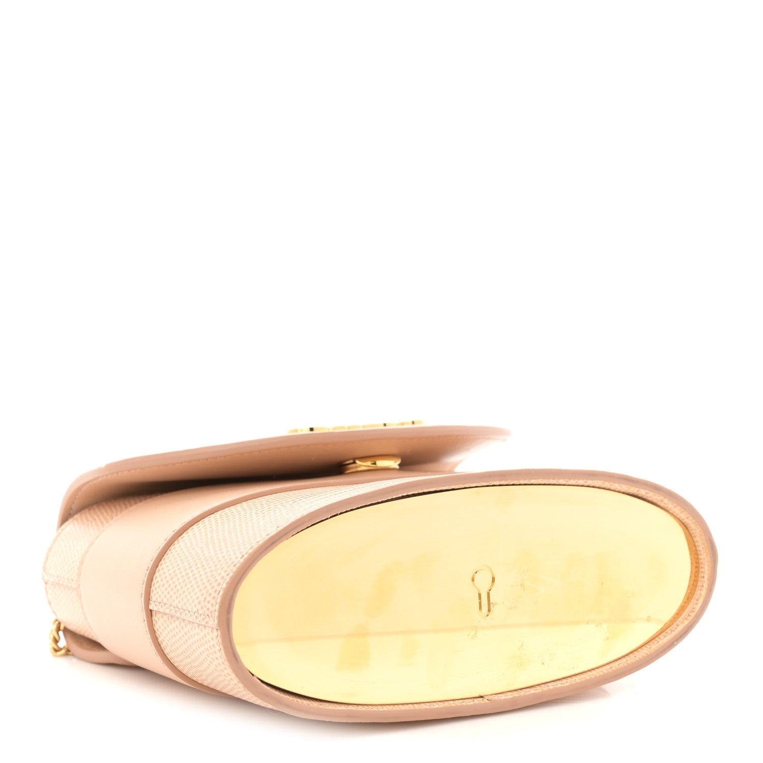 Calfskin Lizard Embossed Small Aby Lock Delicate Pink