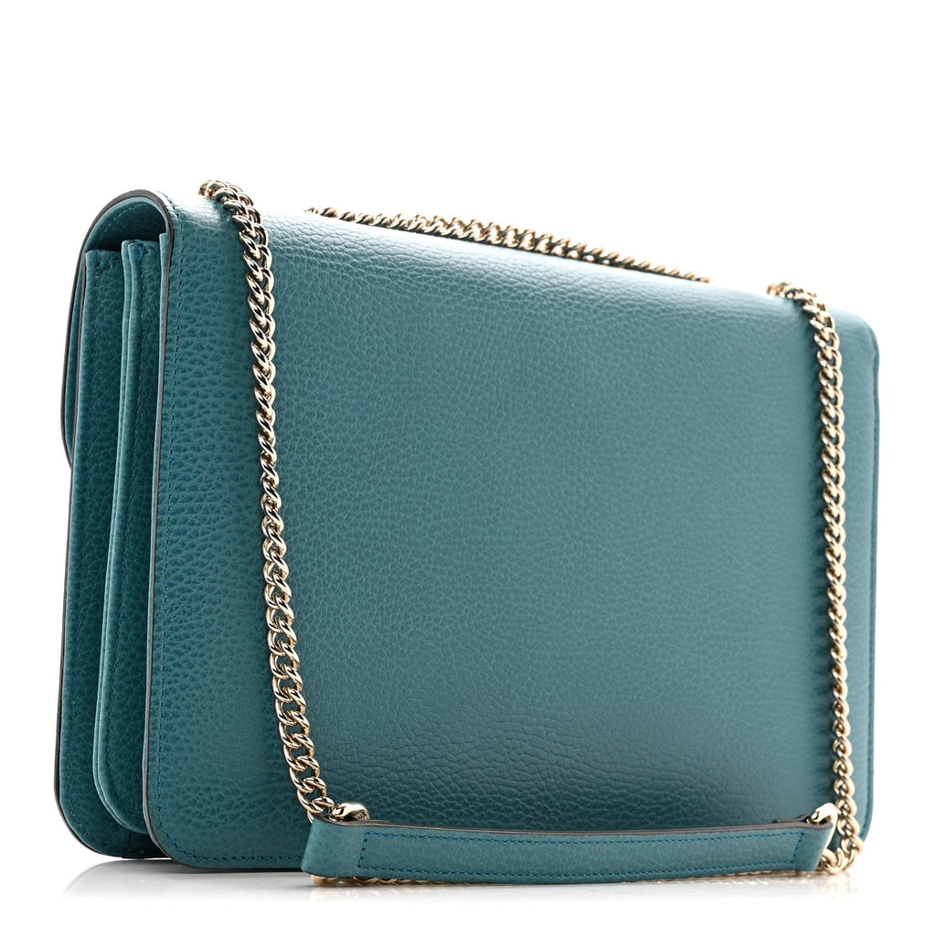 Dollar Calfskin Interlocking G Shoulder Bag Deep Cobalt