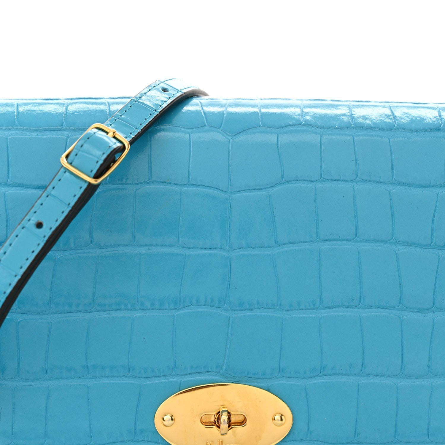 Deep Calfskin Crocodile Embossed Small Darley Azure