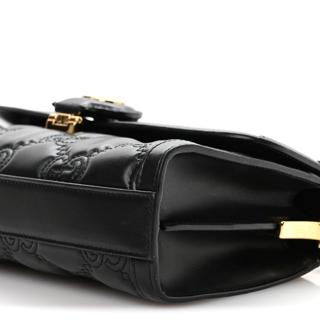 Calfskin GG Matelasse Small Flap Shoulder Bag Black Natural