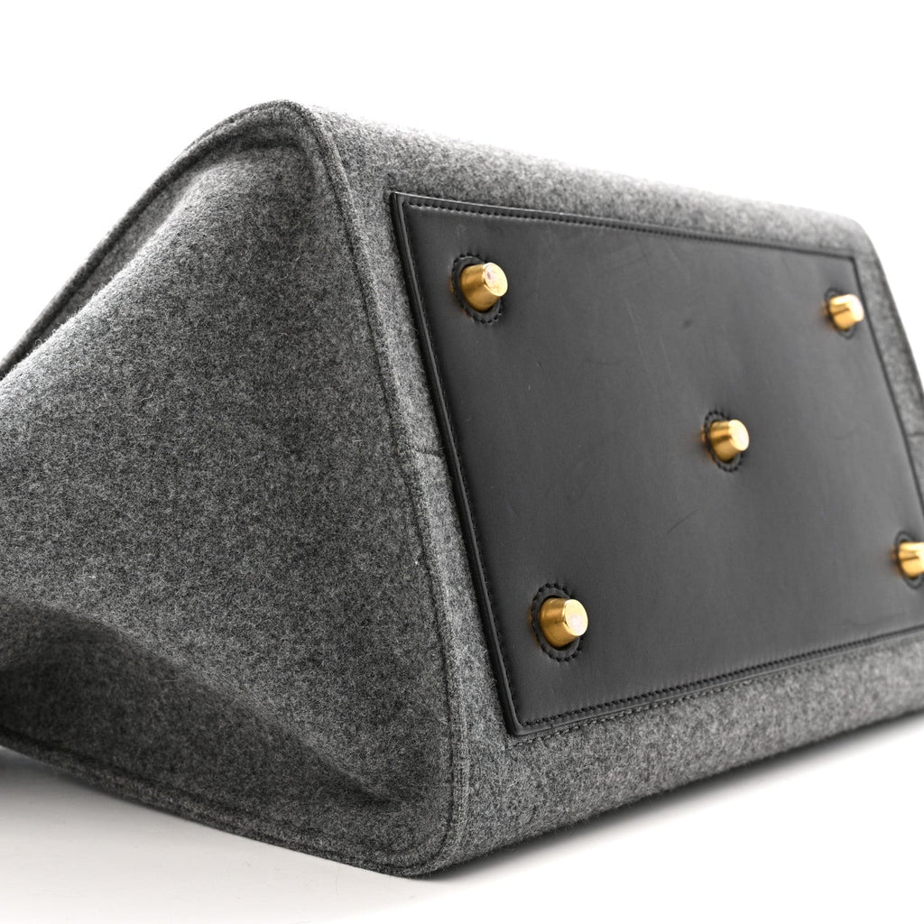 Felt Calfskin Medium Tie Knot Tote Grey Black