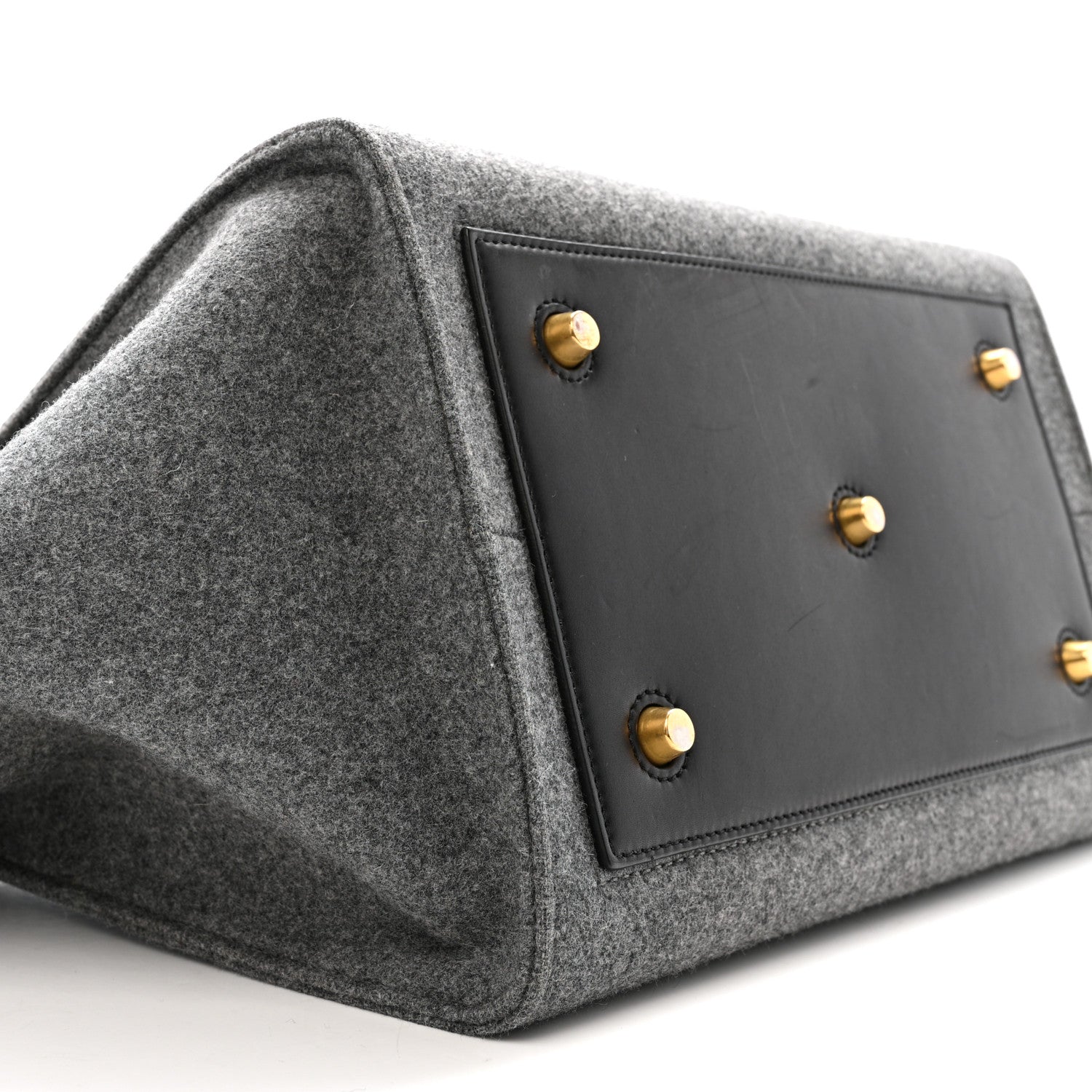 Felt Calfskin Medium Tie Knot Tote Grey Black