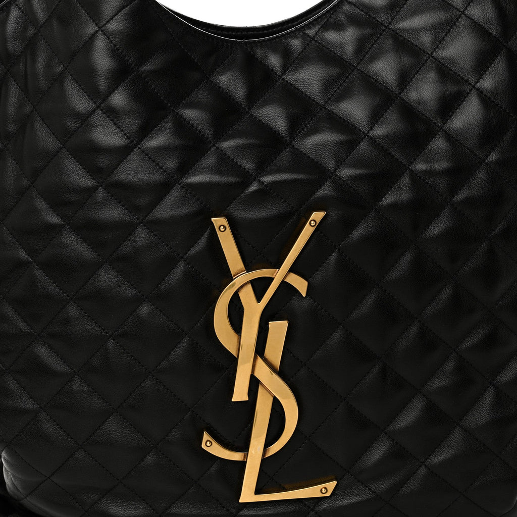 Lambskin Quilted Maxi Icare Shopping Tote Black