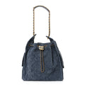 Suede Quilted Medium Chanel 25 Handbag Blue